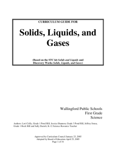 CURRICULUM GUIDE FOR Solids, Liquids, and Gases