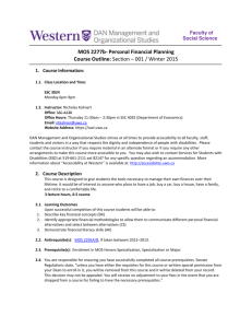 MOS 2277b- Personal Financial Planning Course Outline: Section