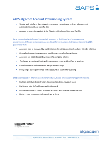aAPS algacom Account Provisioning System
