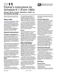 2011 Instruction 1065 Schedule K-1