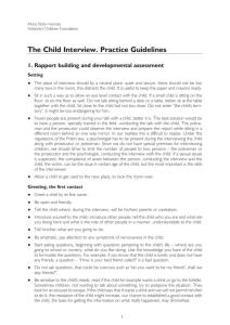 The Child Interview. Practice Guidelines