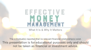 Effective Money Management