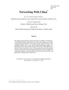 Networking With China - SLAC