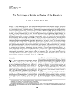 The Toxicology of Iodate: A Review of the Literature