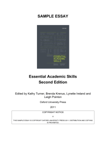 SAMPLE ESSAY Essential Academic Skills Second Edition