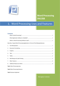 Word Processing Uses and Features