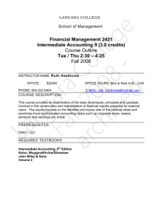 Financial Management 2421 Intermediate Accounting II (3.0 credits