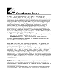 WRITING BUSINESS REPORTS