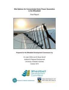 Concentrated Solar Power Generation in the Wheatbelt