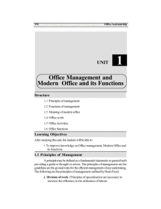 Office Management and Modern Office and its Functions