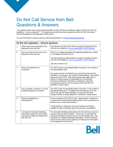 Do Not Call Service from Bell Questions & Answers
