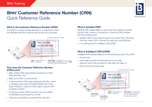 BPAY Customer Reference Number (CRN) Quick Reference Guide