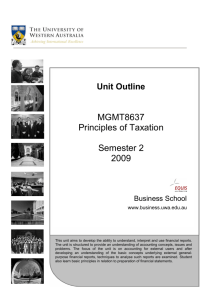 MGMT8637 Principles of Taxation Semester 2 2009