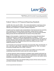 Federal Takeover Of Financial Reporting Standards