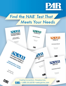 Find the NAB® Test That Meets Your Needs