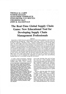 The Real-Time Global Supply Chain Game: New Educational Tool