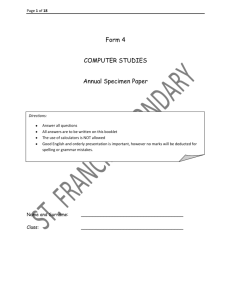 Form 4 COMPUTER STUDIES Annual Specimen Paper