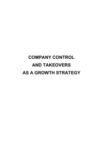 company control and takeovers as a growth strategy
