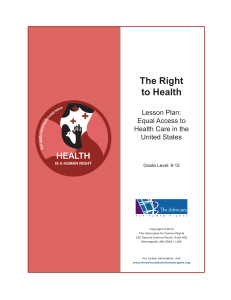 Lesson Plan: Equal Access to Health Care in the United States