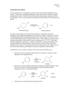CHEM 31 Lab 5 Preparation of an Alkene In this experiment you will
