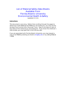 List of Material Safety Data Sheets Available From Florida Atlantic