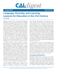 Language, Diversity, and Learning: Lessons for Education in the
