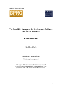 The Capability Approach: Its Development, Critiques and Recent