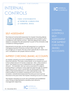 The Internal Controls Self-Assessment for Imprest Checking (Bank