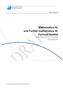 Mathematics HL and Further mathematics HL Formula booklet