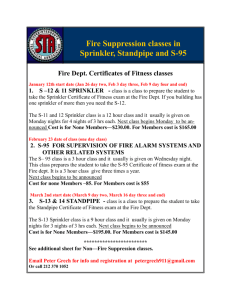Fire Suppression classes in Sprinkler, Standpipe and S-95