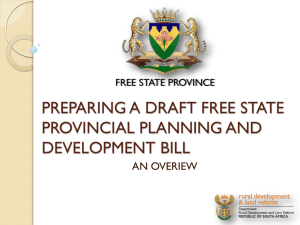 Preparing a draft Free State Provincial Planning and Development