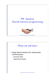 MP Systems: Shared memory programming What we will