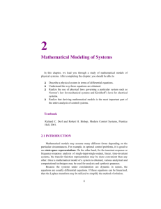 Mathematical Modeling of Systems