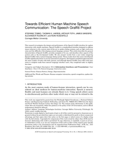 Towards Efficient Human Machine Speech Communication: The