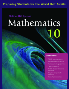 Mc-Graw Hill Ryerson Mathematics 10 Brochure