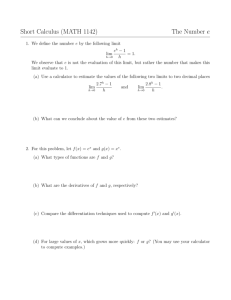 Short Calculus (MATH 1142) The Number e