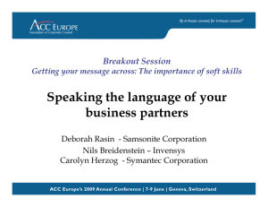 102 - Speaking the Language of your business partners
