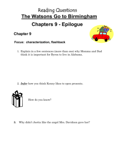 Reading Questions The Watsons Go to Birmingham Chapters 9