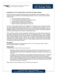 US Energy Policy - The Center for Paper Business and Industry