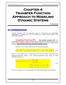 Chapter 4 Transfer Function Approach to Modeling Dynamic Systems