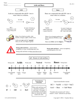 Acids and Bases Worksheet