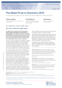 The Nobel Prize in Chemistry 2015
