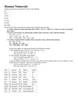 Printable Roman Numerals Chart