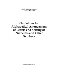 Guidelines for Alphabetical Arrangement of Letters and Sorting