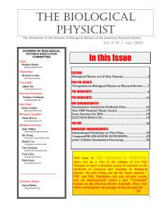 THE BIOLOGICAL PHYSICIST - American Physical Society