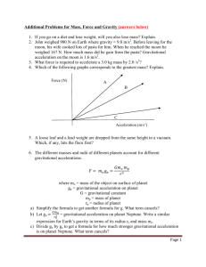 Additional Problems for Mass, Force and Gravity (answers below) 1