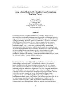 Using a Case Study to Develop the Transformational Teaching Theory