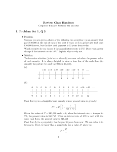 Review Class Handout 1. Problem Set 1, Q 3