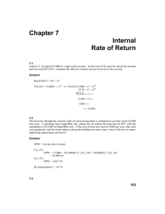 Chapter 7 Internal Rate of Return