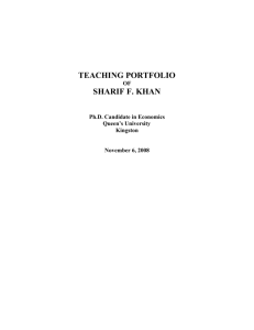 TEACHING PORTFOLIO SHARIF F. KHAN